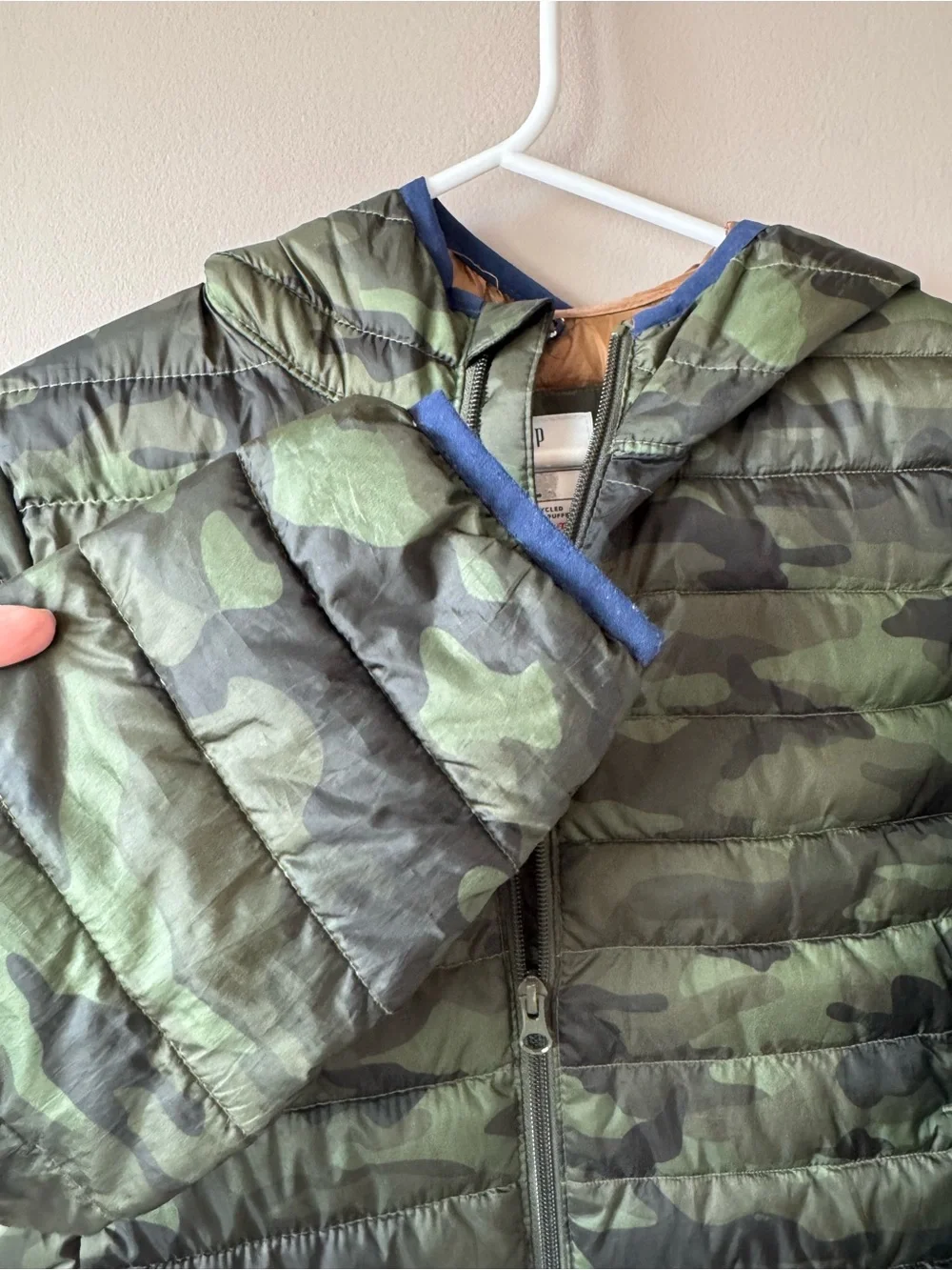 Gap Boys Green Camouflage Transition Lightweight Puffer Coat Jacket Size Large